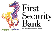 First Security Bank - Division of Glacier Bank - multi-colored horse logo